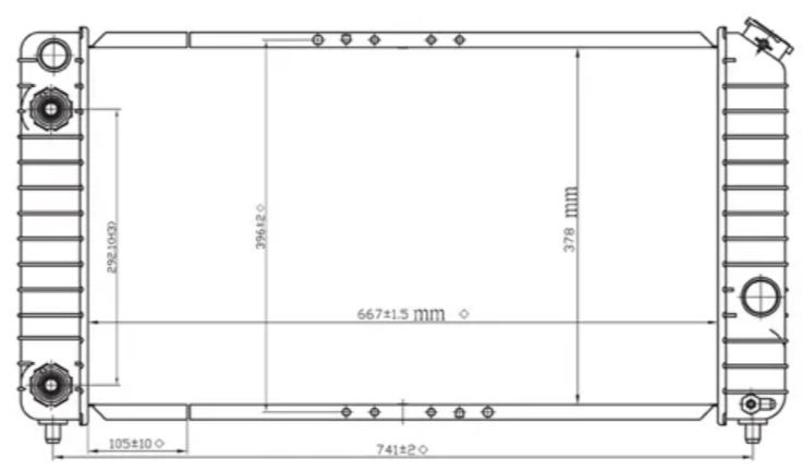 RADIADOR CHEVROLET BLAZER/S-10/JIMMY/SONOMA/ISUZU DE 1996 AL 2005 V6 4.3 L C/S AIRE AUT 26 2/9X14 7/8X32MM ALUM SOLDADO POLAR *A