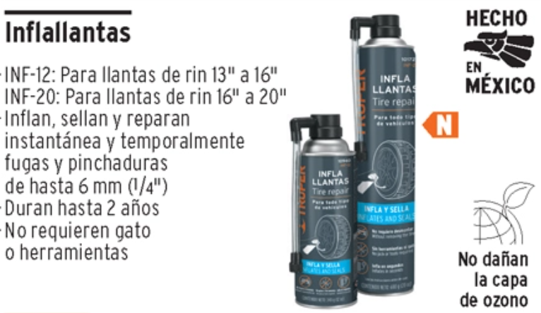 INFLALLANTAS Y SELLADOR DE LLANTAS LIQUIDO 600 ML