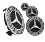 TAPON RIN CENTRO MERCEDES BENZ  75MM CROM/NEG JGO 1 PZA N2