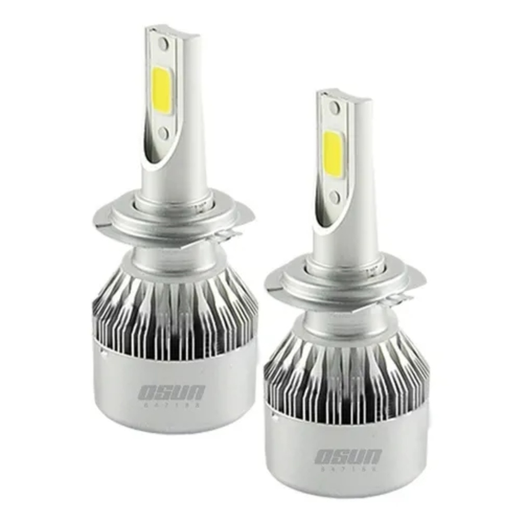 BULBO (FOCO) LED H7 2 CARAS 36W/48W 3600 LUMENES 9-24 V 2 PZAS OSUN C/VENTILADOR C/EMP MOJ