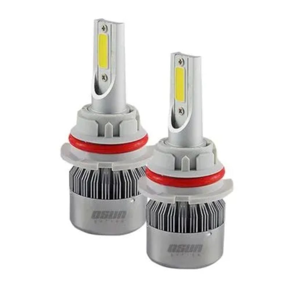 [BULE-H435-J] BULBO (FOCO) LED H4 2 CARAS LUZ ALTA/BAJA 35W/55W 8-32 V 2 PZAS OSUN S/VENTILADOR C/EMP MOJ