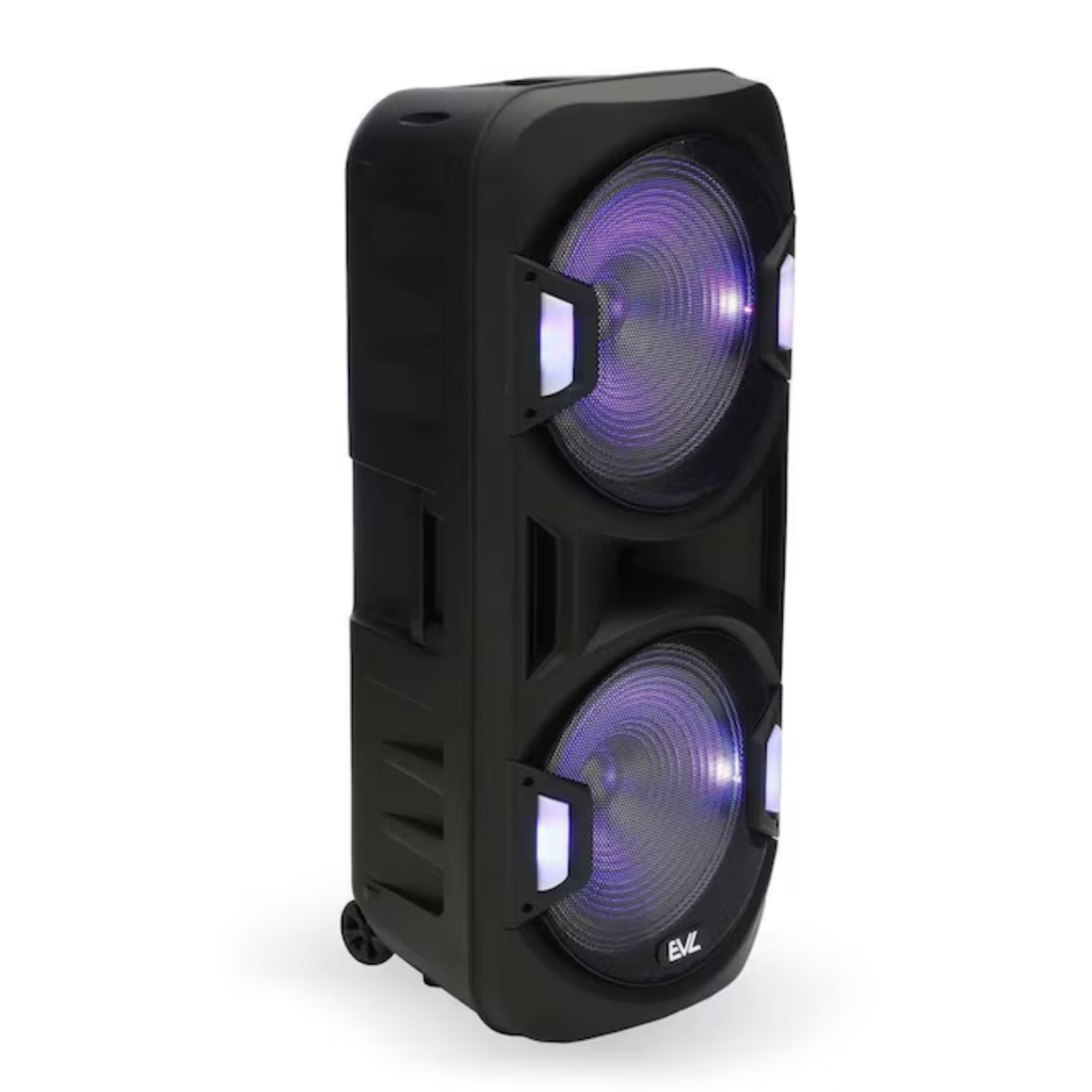 BOCINA PORTATIL 45″x18.11″ EVL 40W BLUETOOTH/USB C/LUZ LED 2 BOCINAS COD. ES215-01 S/EMPAQUE S/EMPAQUE NUEVO