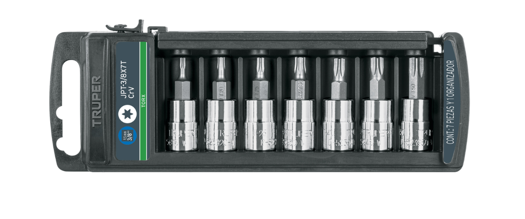 JUEGO DE DADOS PUNTA TORX 3/8" 7 PZAS TRUPER COD. 14171