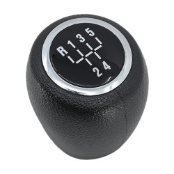 [109155MAN] PERILLA (POMO) PALANCA VELOCIDADES CHEVROLET AVEO 02-17/ CHEVROLET CRUZE 08-12/ PALANCA NEGRA/CROMO 5 PIEL SINTETICA TIPO ORIGINAL CHN