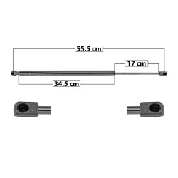 AMORTIGUADOR 5TA PUERTA FIAT 500L 16-20 55.5 34.5 17 ENTRADA TIPO 1 ENTRADA 2 TIPO 9 640 143.87 65.26 700 157.36 71.38 6722 TUR DER/ IZQ