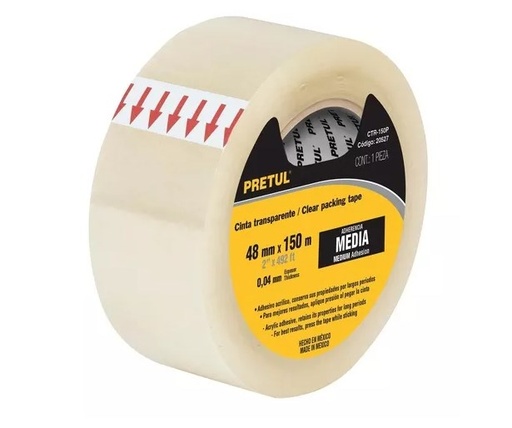 [PRCINADEMTR40] CINTA ADHESIVA EMPAQUE TRANSPARENTE 40M PRETUL COD. 20525 CTR-40P (PRCINADEMTR40)