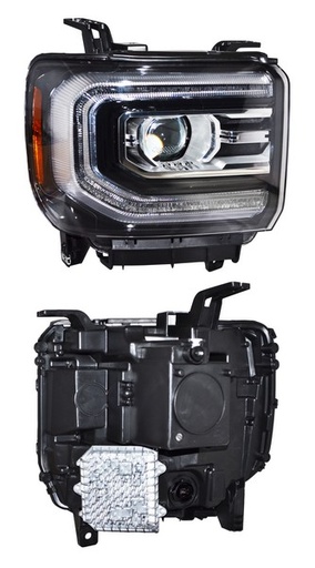 [20-9939-A0-1A] FARO GMC SIERRA 2016 AL 2018 FONDO NEG P/XENON LEDS DER TYC