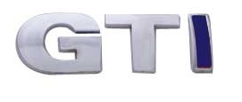 [VOGTIINSLECRAZ] INSIGNIA ORIGINAL VOLKSWAGEN GTI LETRAS CROMDAS / AZUL(