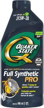 [7502240726588] ACEITE SINTETICO MOTOR GASOLINA FULL SYNTHETIC PRO 5W30 QUAKER STATE 946 ML
