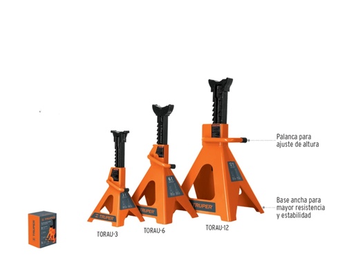 [TORAU-3] TORRES GATO PARA AUTO 3 TON PALANCA DE ACERO SOLIDO ZAPATA ANTIDESLIZAMIENTO 2 PZAS